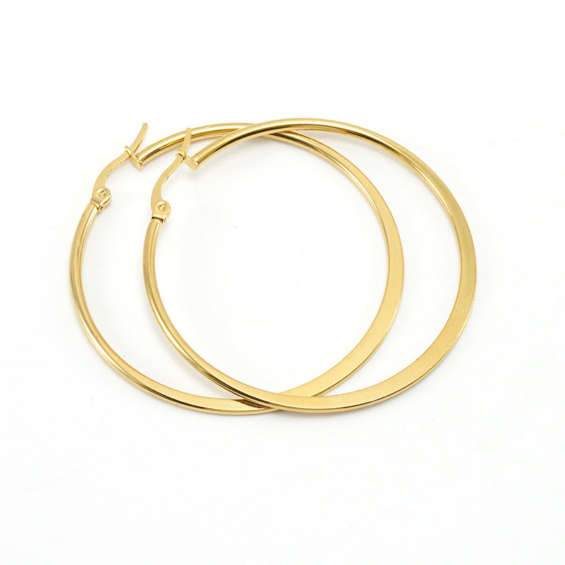 Wholesale Titanium Steel Flattened Ear Wire Buckle Craft Stainless Steel Tassel Earrings